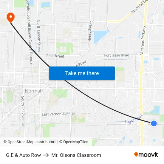 G.E & Auto Row to Mr. Olsons Classroom map