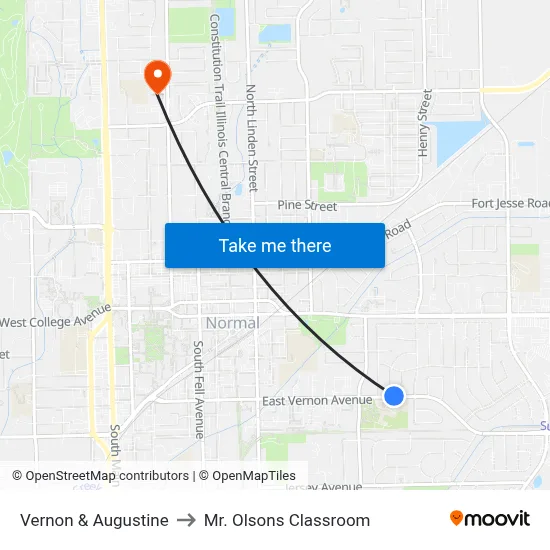 Vernon & Augustine to Mr. Olsons Classroom map