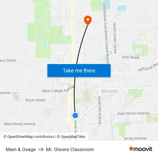 Main & Osage to Mr. Olsons Classroom map