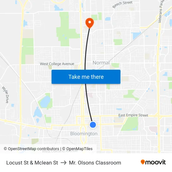 Locust St & Mclean St to Mr. Olsons Classroom map