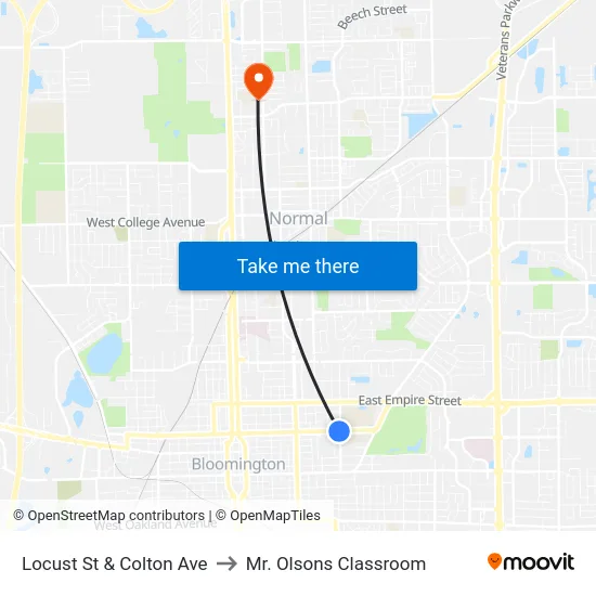 Locust St & Colton Ave to Mr. Olsons Classroom map