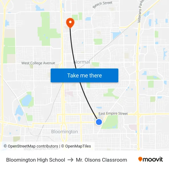 Bloomington High School to Mr. Olsons Classroom map