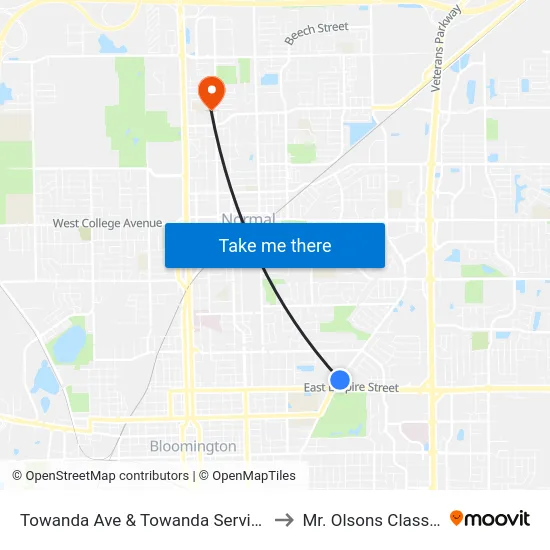 Towanda Ave & Towanda Service Rd - E to Mr. Olsons Classroom map