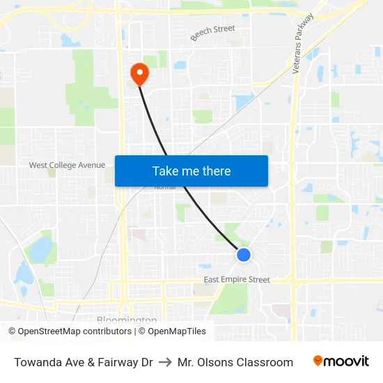 Towanda Ave & Fairway Dr to Mr. Olsons Classroom map