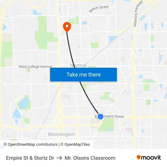 Empire St & Stortz Dr to Mr. Olsons Classroom map