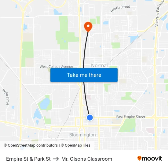 Empire St & Park St to Mr. Olsons Classroom map