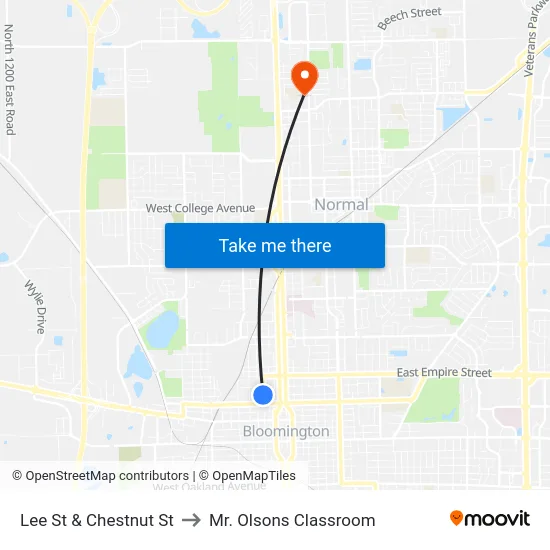Lee St & Chestnut St to Mr. Olsons Classroom map