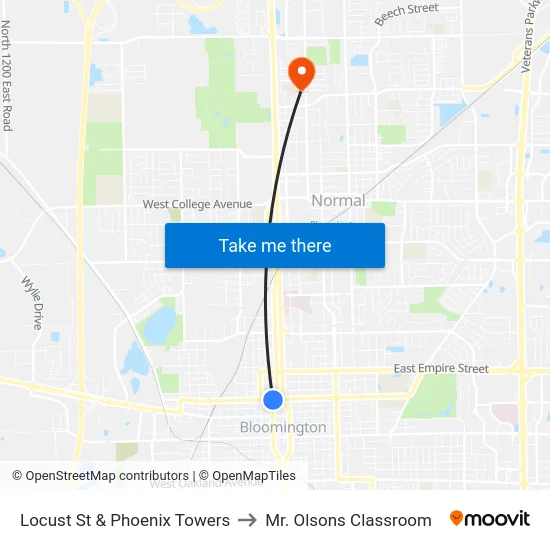 Locust St & Phoenix Towers to Mr. Olsons Classroom map