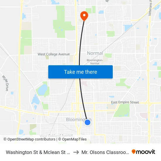 Washington St & Mclean St - S to Mr. Olsons Classroom map