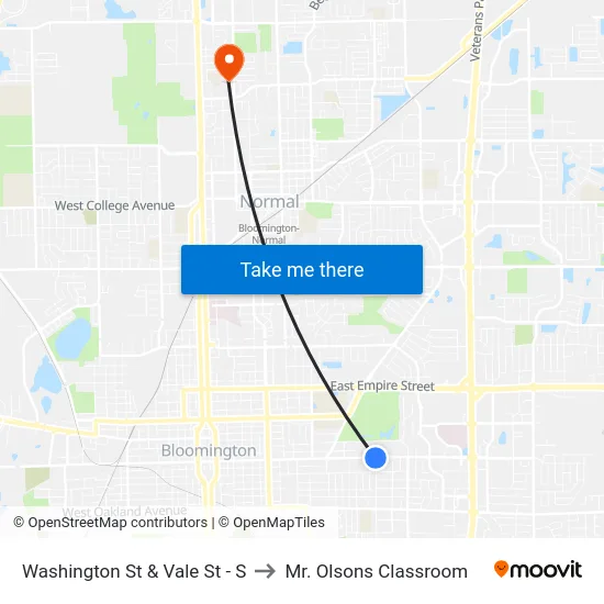 Washington St & Vale St - S to Mr. Olsons Classroom map