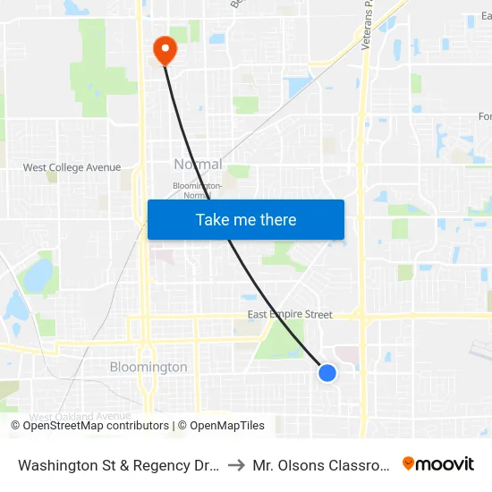 Washington St & Regency Dr - S to Mr. Olsons Classroom map