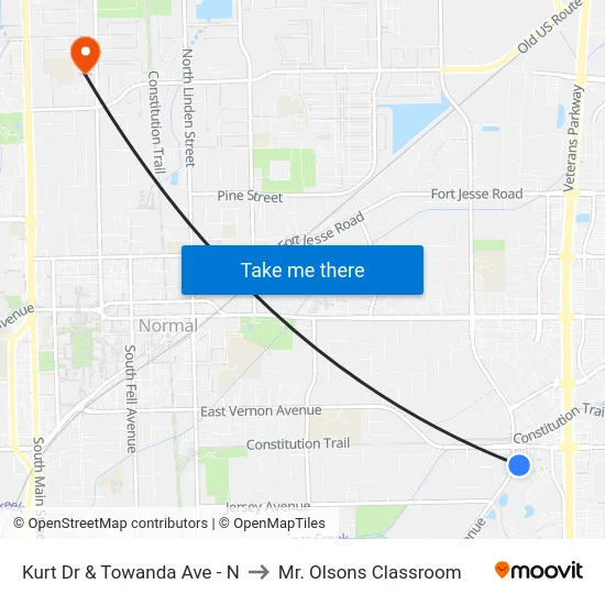Kurt Dr & Towanda Ave - N to Mr. Olsons Classroom map