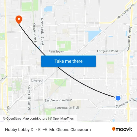 Hobby Lobby Dr - E to Mr. Olsons Classroom map