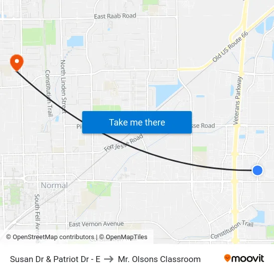 Susan Dr & Patriot Dr - E to Mr. Olsons Classroom map