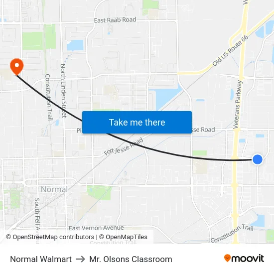 Normal Walmart to Mr. Olsons Classroom map