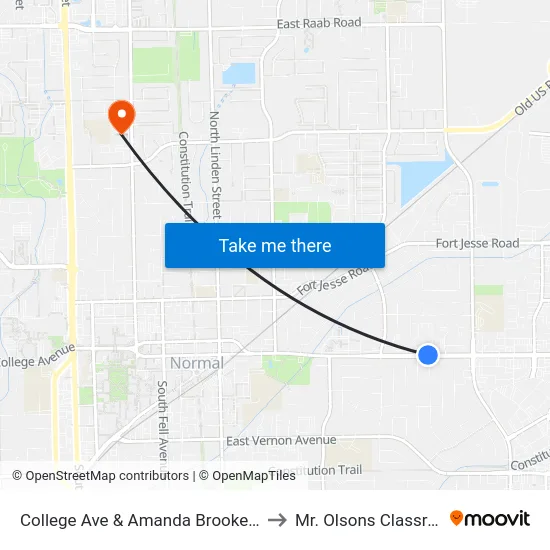 College Ave & Amanda Brooke Apts. to Mr. Olsons Classroom map