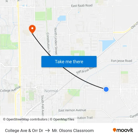 College Ave & Orr Dr to Mr. Olsons Classroom map