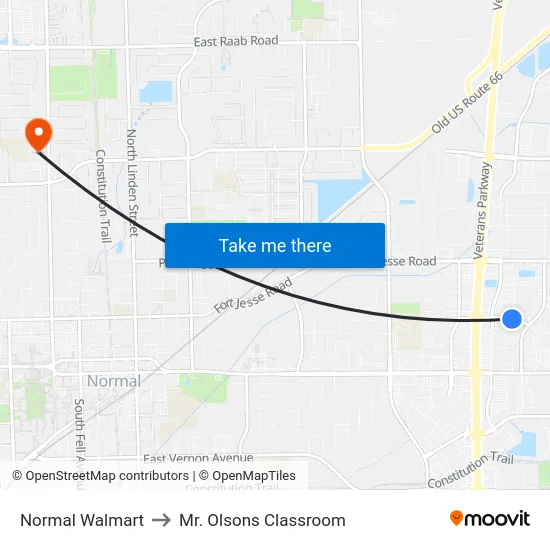 Normal Walmart to Mr. Olsons Classroom map