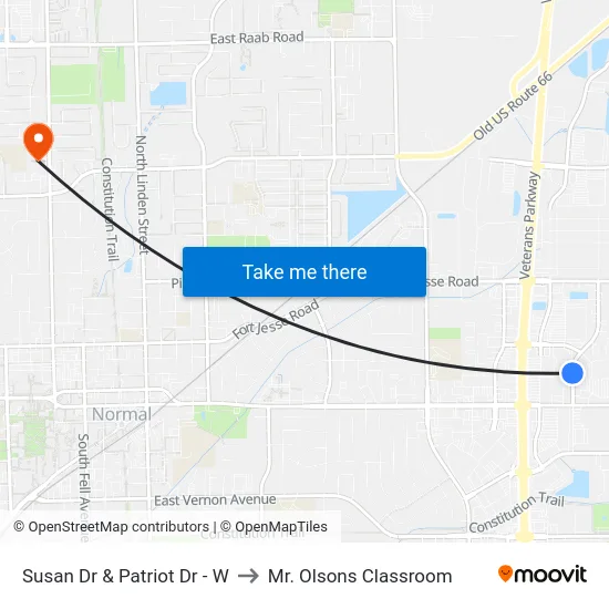 Susan Dr & Patriot Dr - W to Mr. Olsons Classroom map