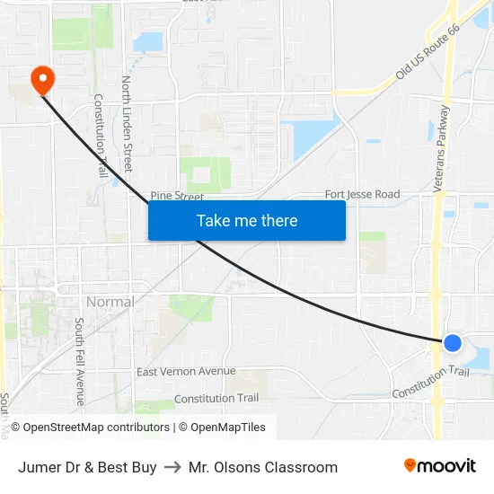 Jumer Dr & Best Buy to Mr. Olsons Classroom map