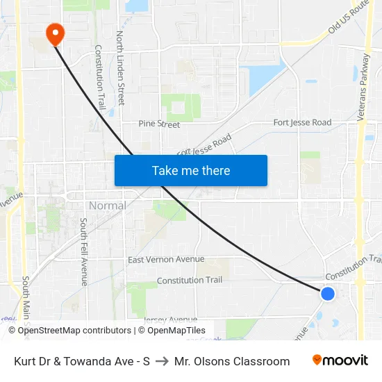 Kurt Dr & Towanda Ave - S to Mr. Olsons Classroom map
