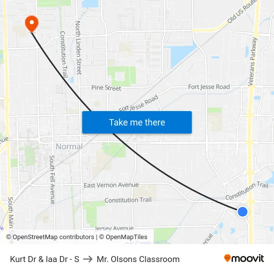 Kurt Dr & Iaa Dr - S to Mr. Olsons Classroom map