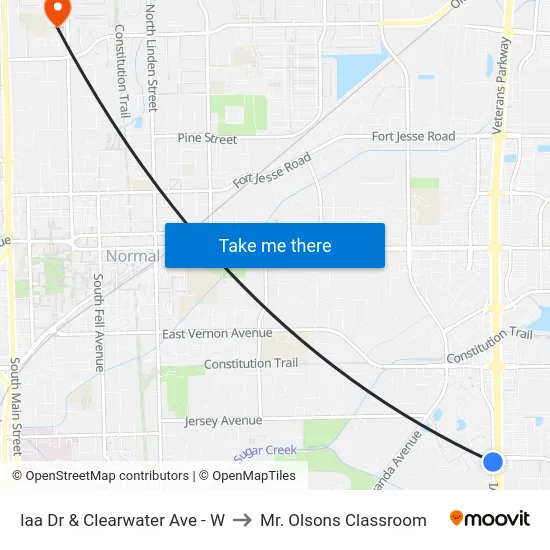 Iaa Dr & Clearwater Ave - W to Mr. Olsons Classroom map