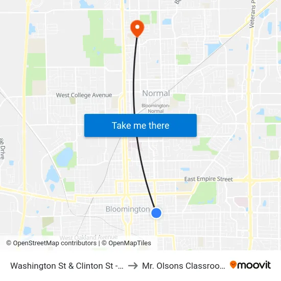 Washington St & Clinton St - N to Mr. Olsons Classroom map