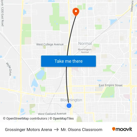 Grossinger Motors Arena to Mr. Olsons Classroom map