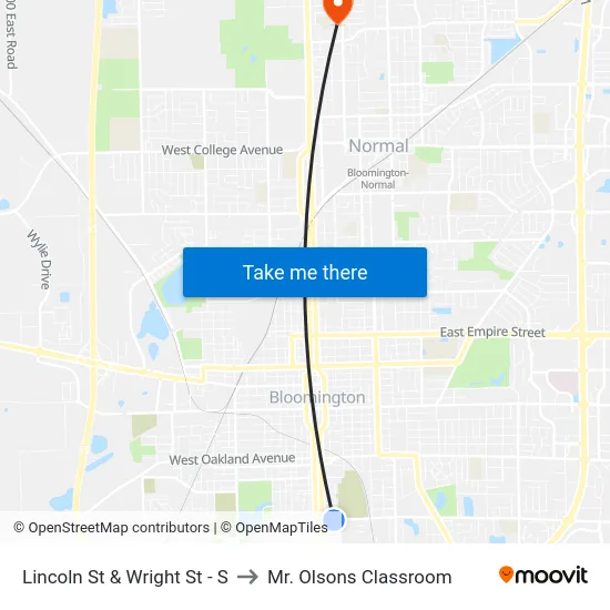 Lincoln St & Wright St - S to Mr. Olsons Classroom map