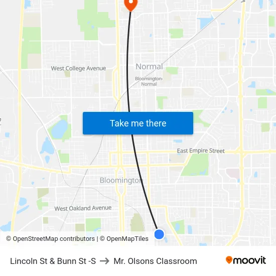 Lincoln St & Bunn St -S to Mr. Olsons Classroom map