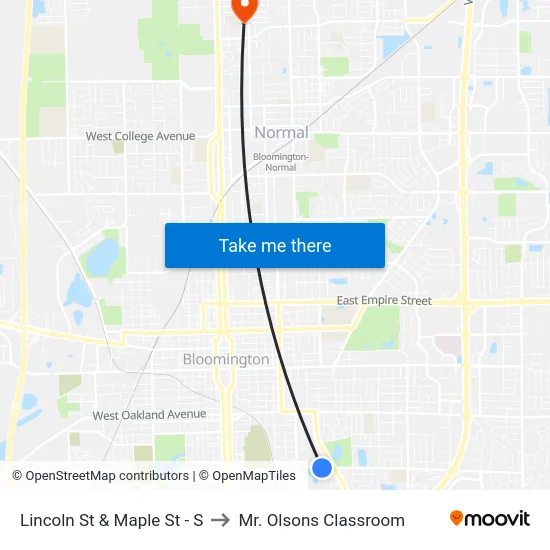 Lincoln St & Maple St - S to Mr. Olsons Classroom map