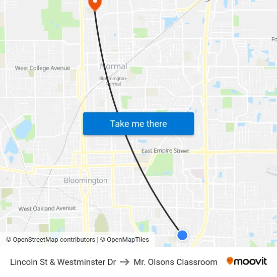 Lincoln St & Westminster Dr to Mr. Olsons Classroom map