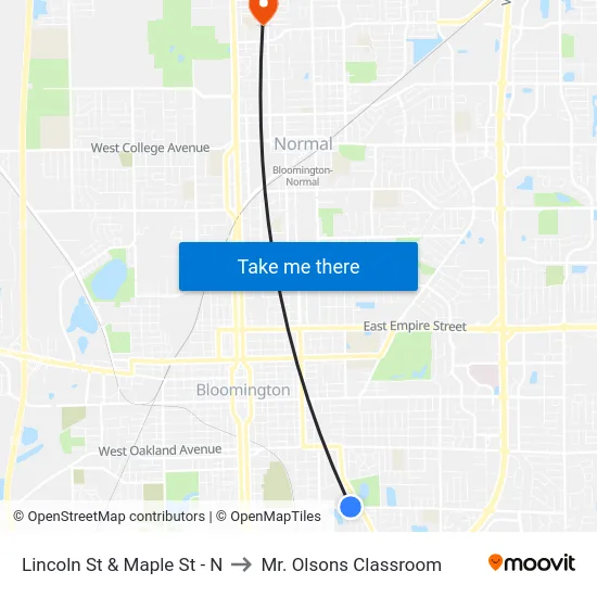 Lincoln St & Maple St - N to Mr. Olsons Classroom map
