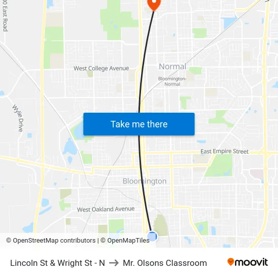 Lincoln St & Wright St - N to Mr. Olsons Classroom map