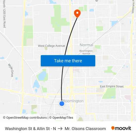 Washington St & Allin St - N to Mr. Olsons Classroom map