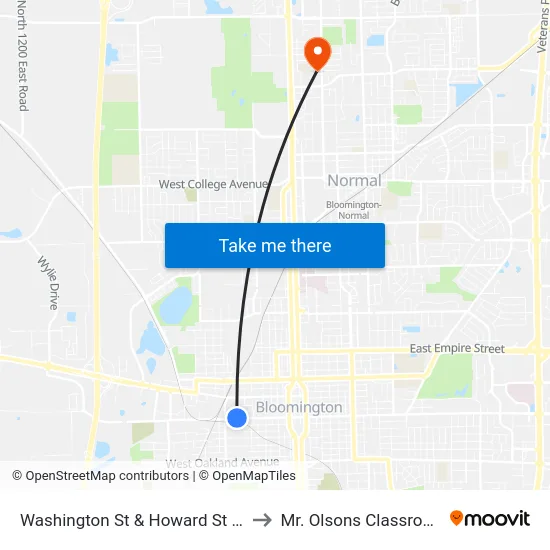 Washington St & Howard St - N to Mr. Olsons Classroom map