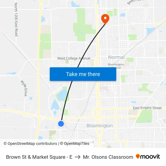 Brown St & Market Square - E to Mr. Olsons Classroom map