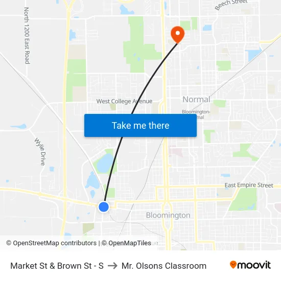 Market St & Brown St - S to Mr. Olsons Classroom map