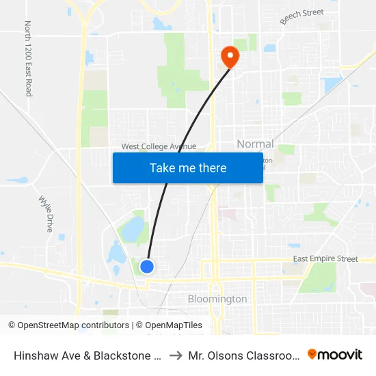 Hinshaw Ave & Blackstone St to Mr. Olsons Classroom map