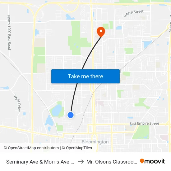 Seminary Ave & Morris Ave - S to Mr. Olsons Classroom map