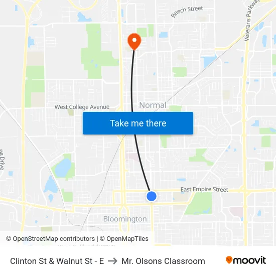 Clinton St & Walnut St - E to Mr. Olsons Classroom map