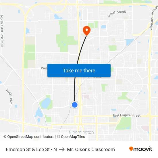 Emerson St & Lee St - N to Mr. Olsons Classroom map