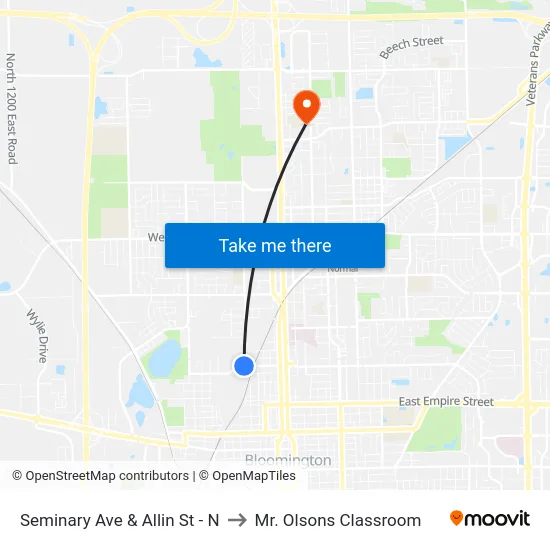 Seminary Ave & Allin St - N to Mr. Olsons Classroom map