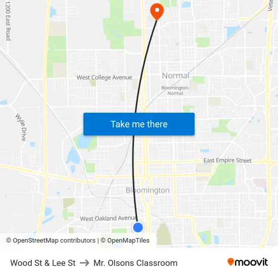 Wood St & Lee St to Mr. Olsons Classroom map