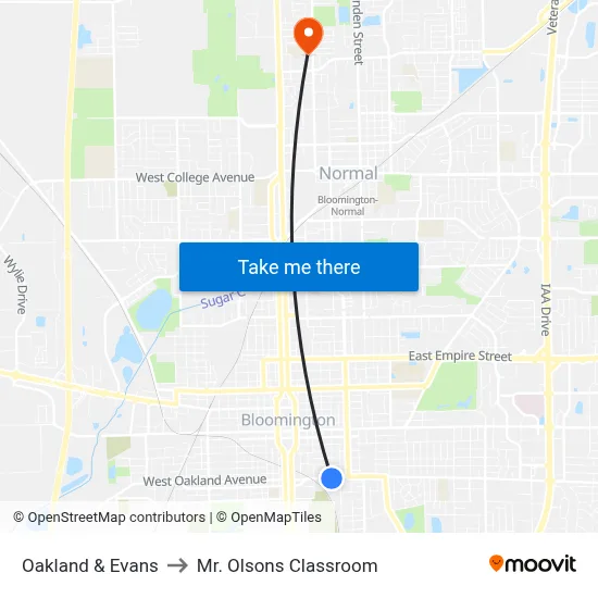 Oakland & Evans to Mr. Olsons Classroom map