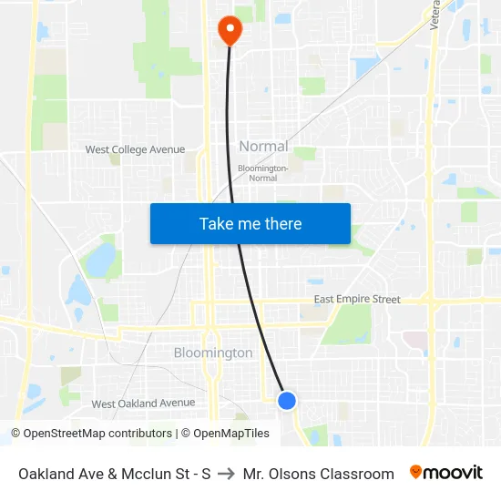 Oakland Ave & Mcclun St - S to Mr. Olsons Classroom map