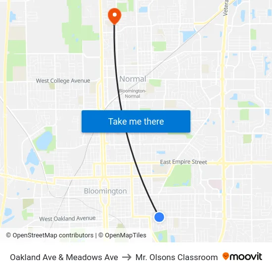 Oakland Ave & Meadows Ave to Mr. Olsons Classroom map