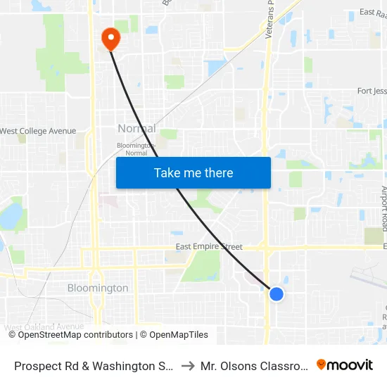Prospect Rd & Washington St - E to Mr. Olsons Classroom map