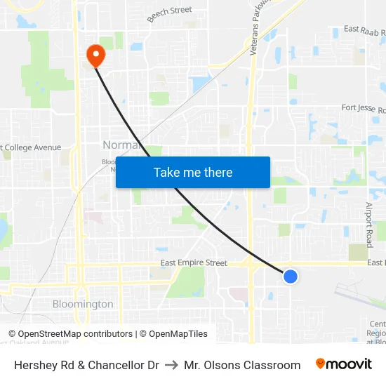 Hershey Rd & Chancellor Dr to Mr. Olsons Classroom map